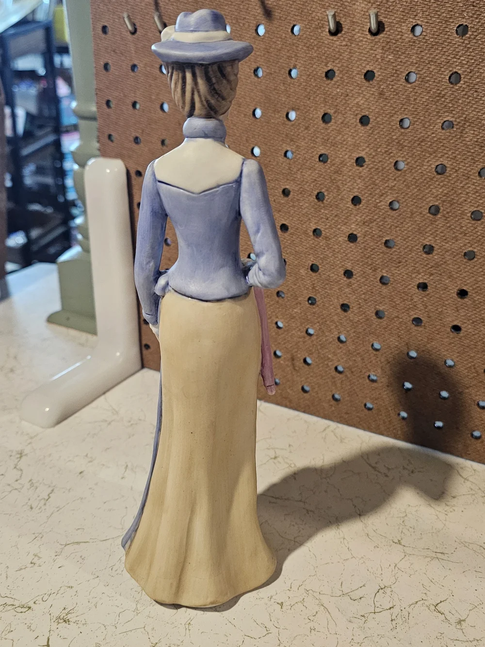 Vintage-Style Lady Figurine in Blue, Pink & Cream - Brand